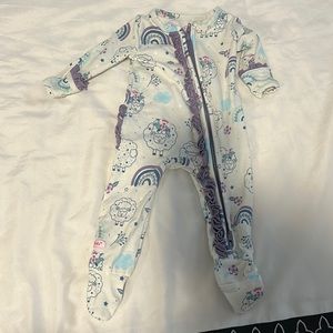 EUC Ruffle Butts purple zipper pajama sz 0-3
